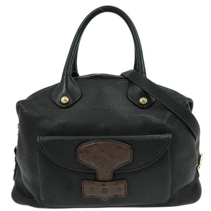 Loewe * 2011 Black Leather Ostrich May 36 2way Shoulder Handbag