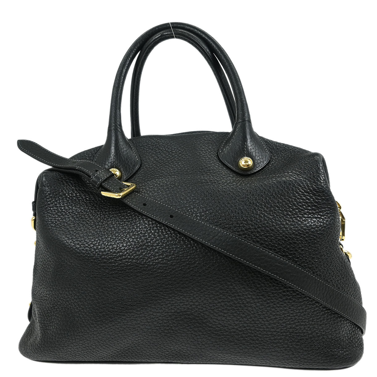 Loewe * 2011 Black Leather Ostrich May 36 2way Shoulder Handbag