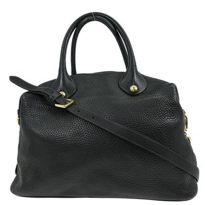 Loewe * 2011 Black Leather Ostrich May 36 2way Shoulder Handbag