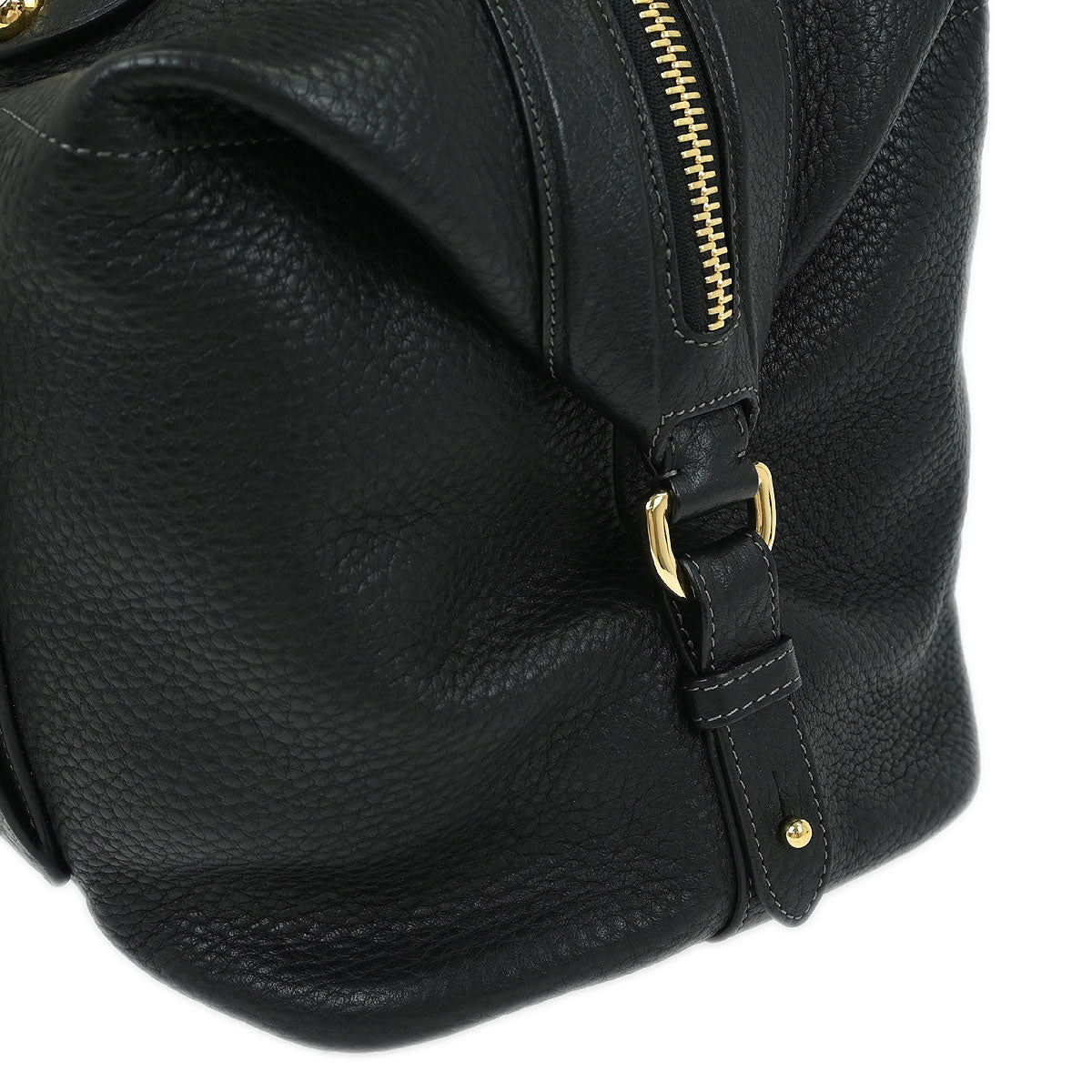 Loewe * 2011 Black Leather Ostrich May 36 2way Shoulder Handbag