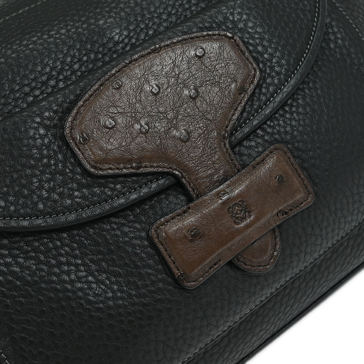 Loewe * 2011 Black Leather Ostrich May 36 2way Shoulder Handbag