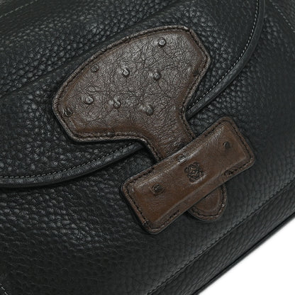 Loewe * 2011 Black Leather Ostrich May 36 2way Shoulder Handbag
