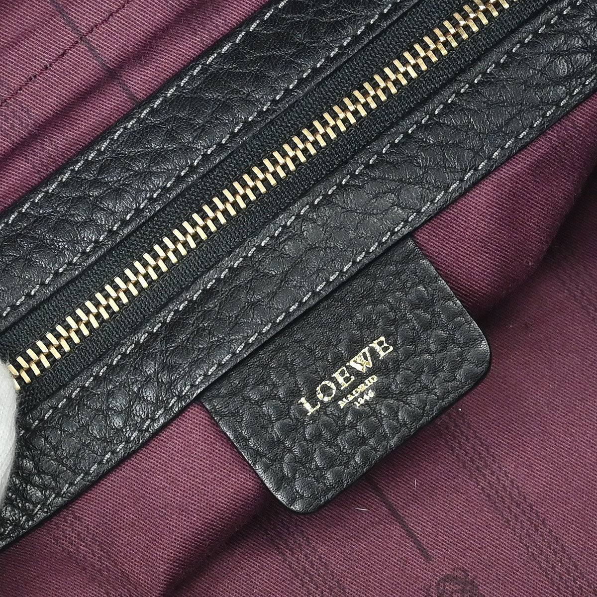 Loewe * 2011 Black Leather Ostrich May 36 2way Shoulder Handbag