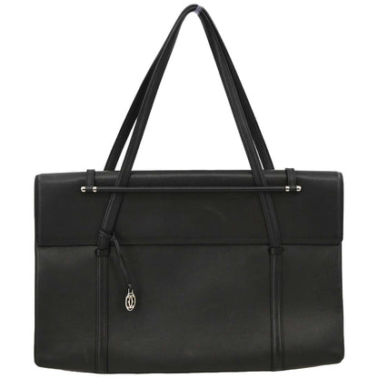 Cartier Black Leather Cabochon Handbag