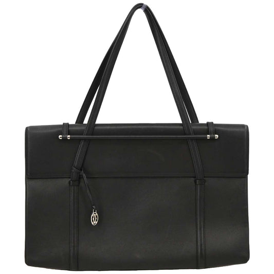 Cartier Black Leather Cabochon Handbag