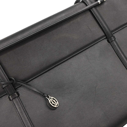 Cartier Black Leather Cabochon Handbag