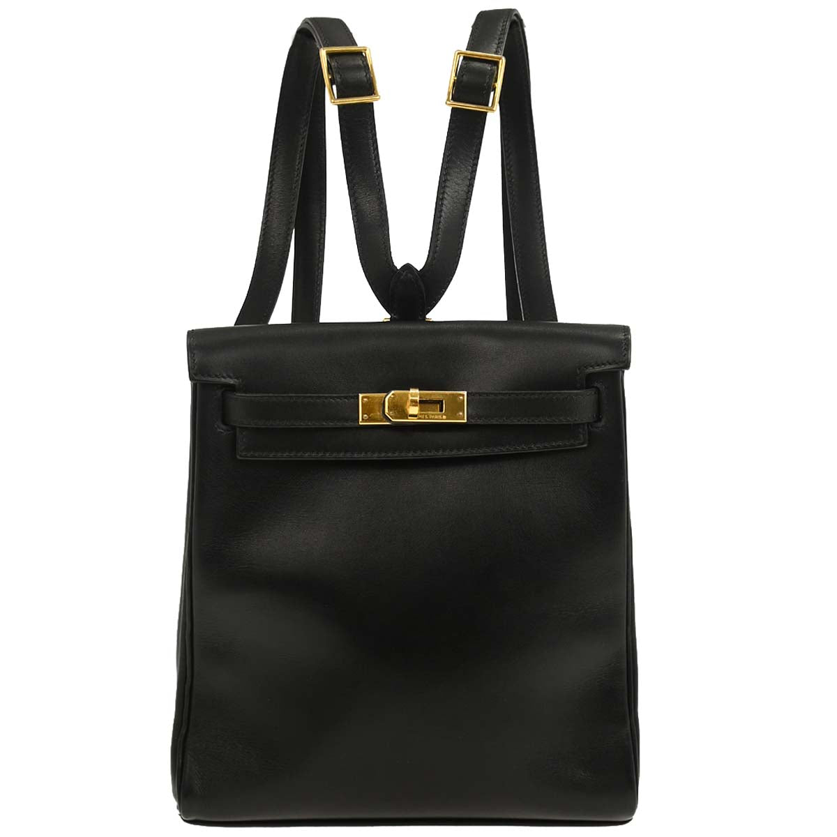 Hermes 1997 Black Box Calf Kelly A Dos PM Backpack