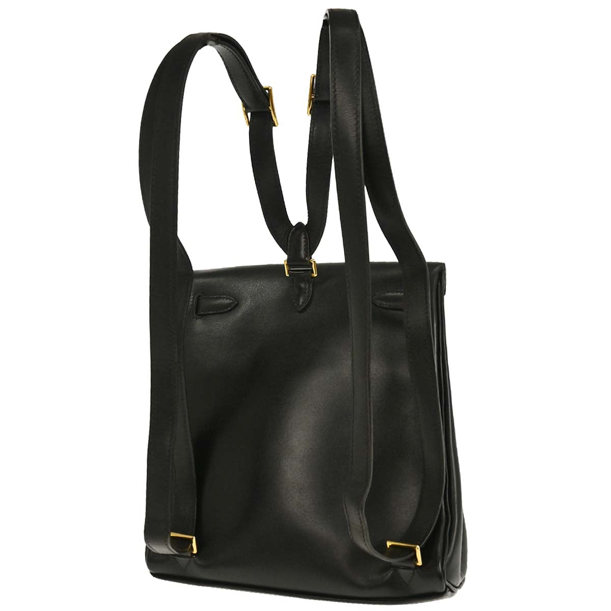 Hermes 1997 Black Box Calf Kelly A Dos PM Backpack