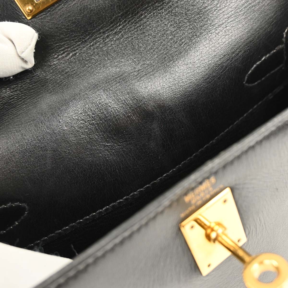 Hermes 1997 Black Box Calf Kelly A Dos PM Backpack