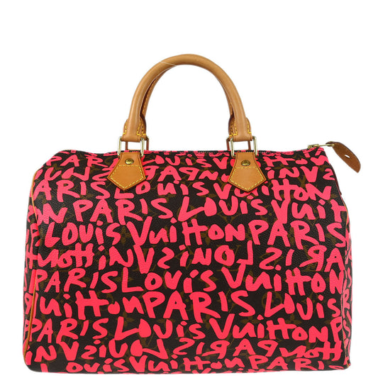 Louis Vuitton 2009 Pink Monogram Graffiti Speedy 30 Handbag M93704