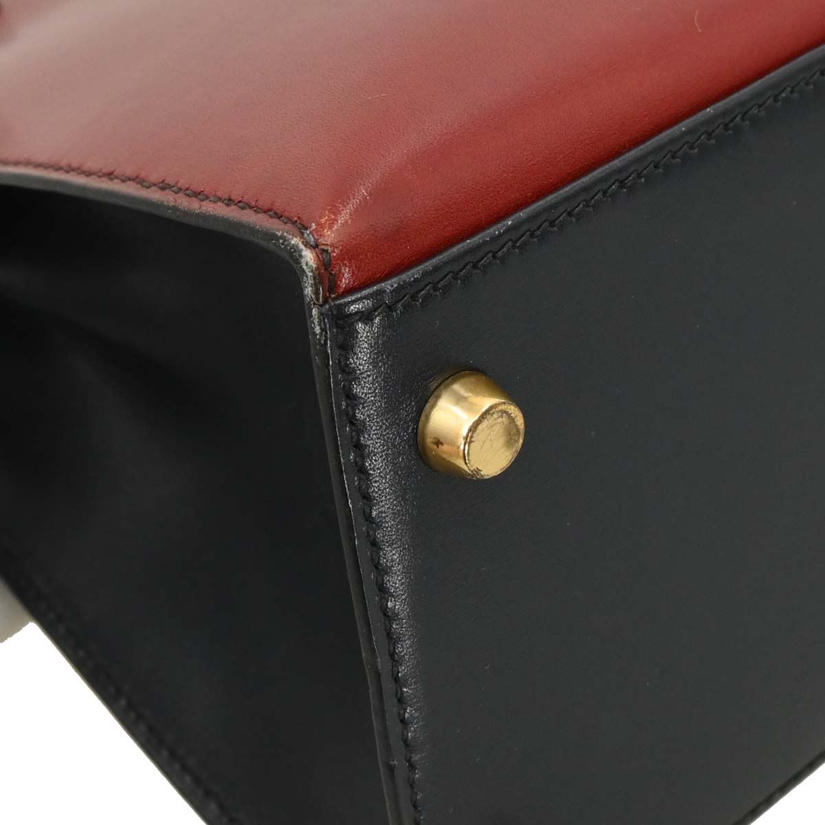 Hermes 1994 Black Rouge H Box Calf Kelly 28 Sellier 2way Shoulder Handbag