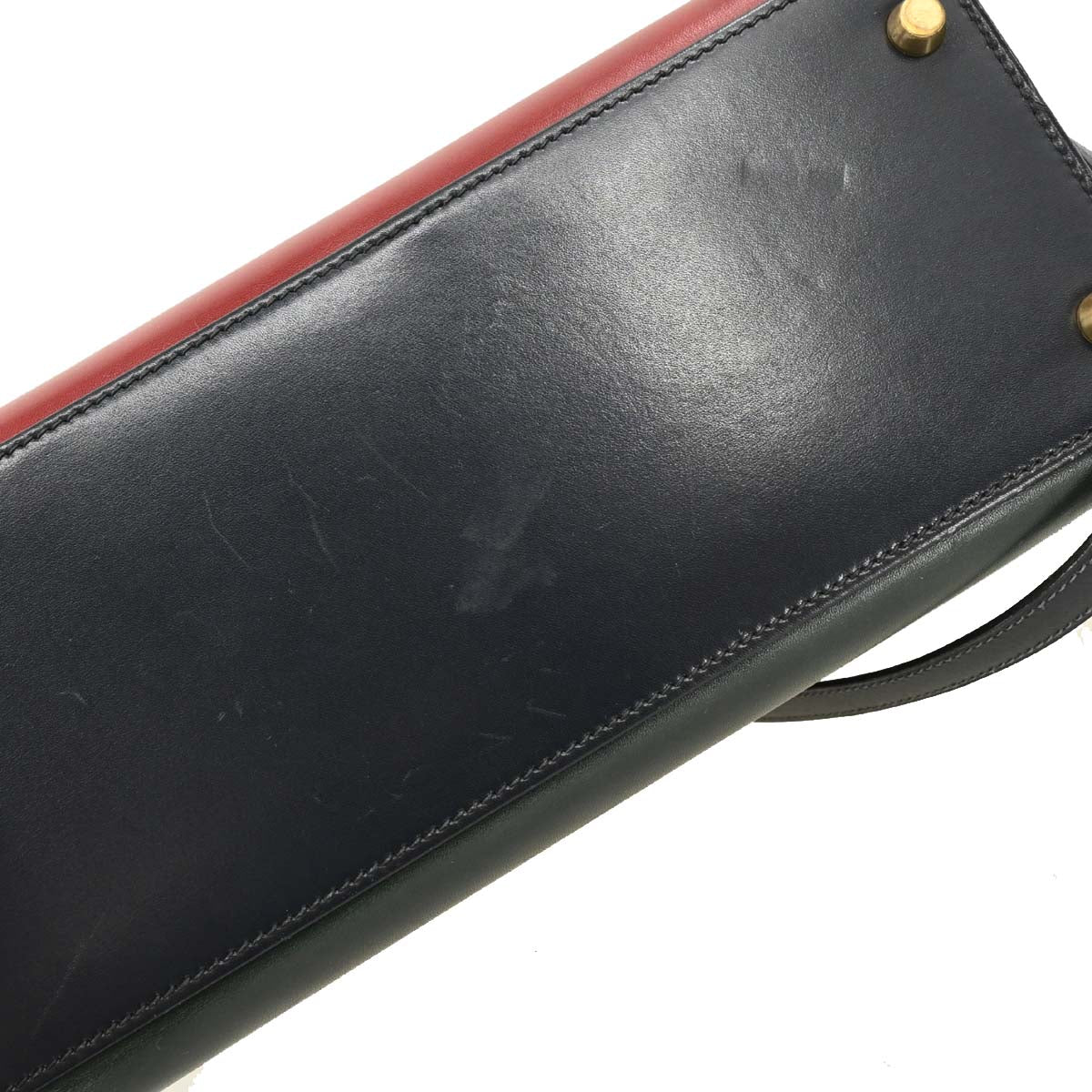 Hermes 1994 Black Rouge H Box Calf Kelly 28 Sellier 2way Shoulder Handbag