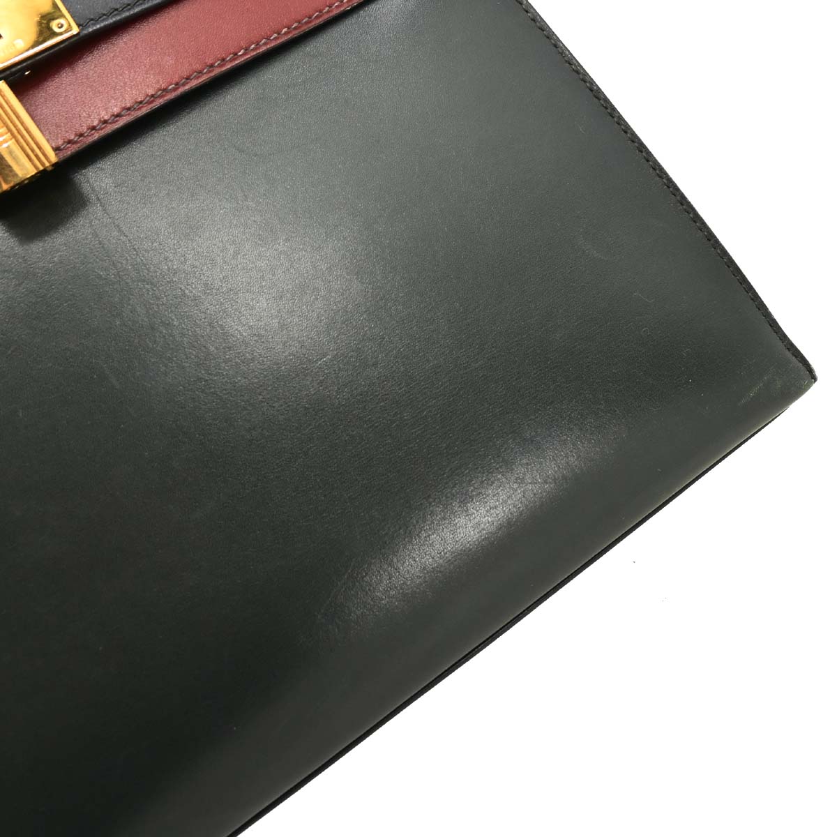 Hermes 1994 Black Rouge H Box Calf Kelly 28 Sellier 2way Shoulder Handbag