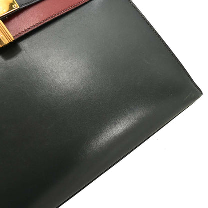 Hermes 1994 Black Rouge H Box Calf Kelly 28 Sellier 2way Shoulder Handbag