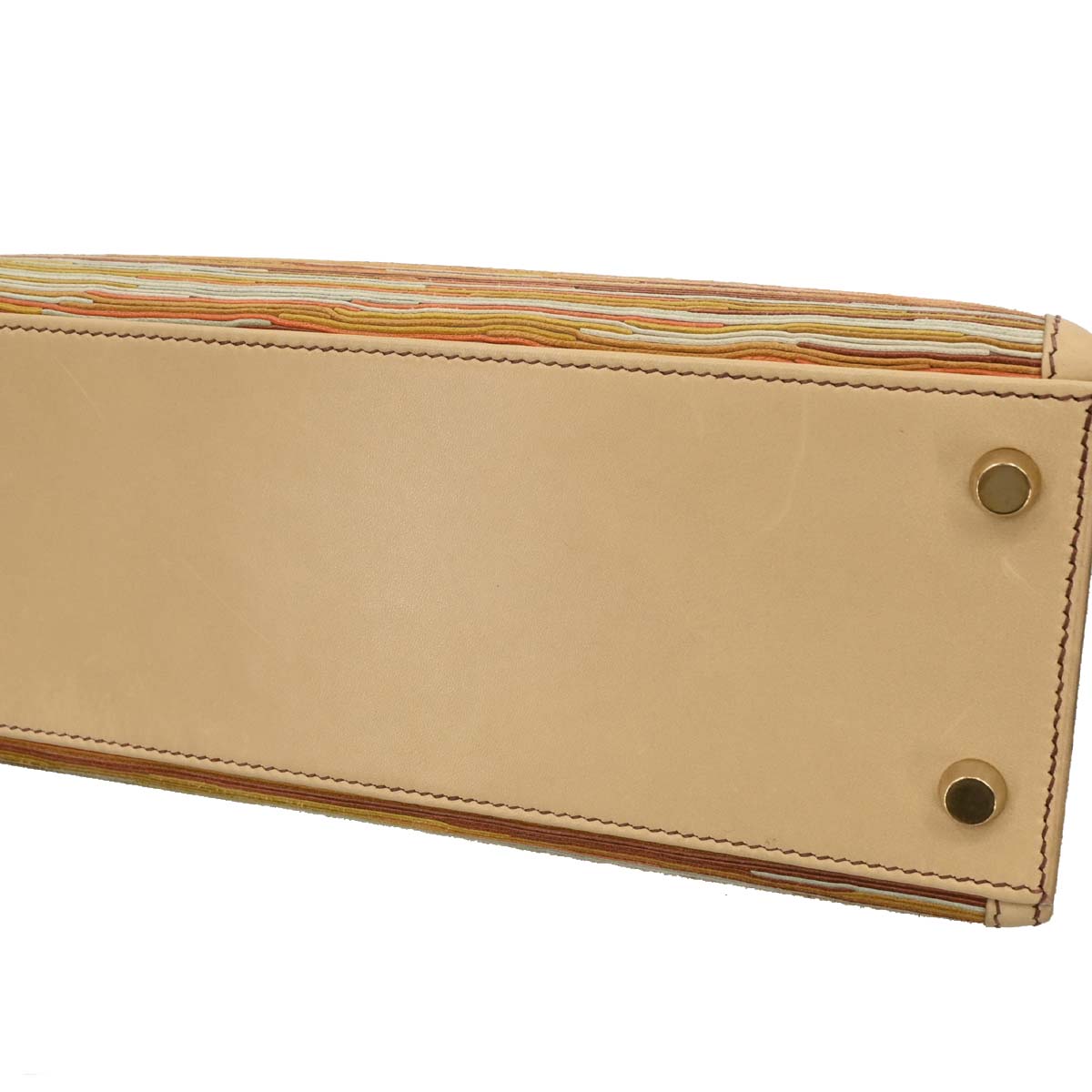 Hermes 2001 Beige Vibrato Box Calf Kelly 25 Sellier 2way Shoulder Handbag
