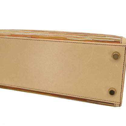 Hermes 2001 Beige Vibrato Box Calf Kelly 25 Sellier 2way Shoulder Handbag