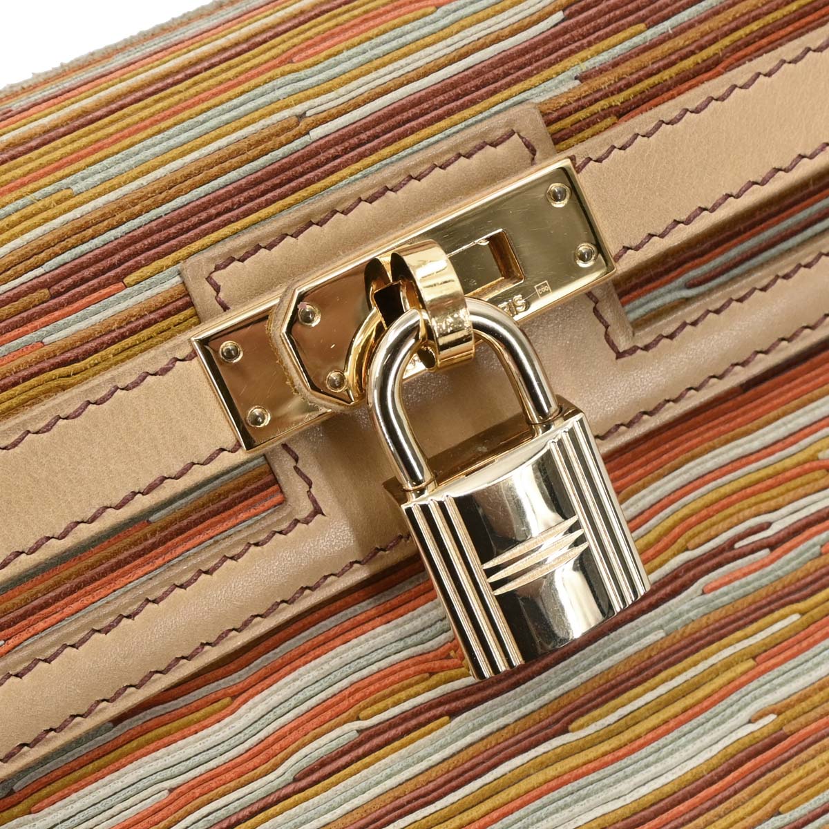 Hermes 2001 Beige Vibrato Box Calf Kelly 25 Sellier 2way Shoulder Handbag