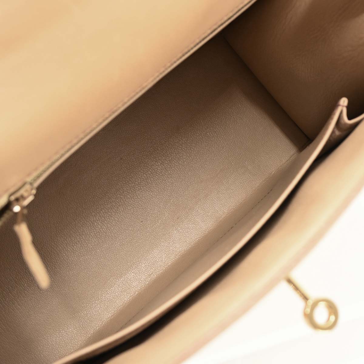 Hermes 2001 Beige Vibrato Box Calf Kelly 25 Sellier 2way Shoulder Handbag