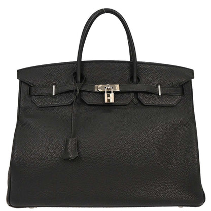 Hermes 2006 Black Taurillon Clemence Birkin 40 Handbag