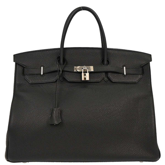 Hermes 2006 Black Taurillon Clemence Birkin 40 Handbag