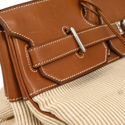 Hermes 1998 Natural Gold Crinoline Barenia Haut a Courroies 45 Handbag
