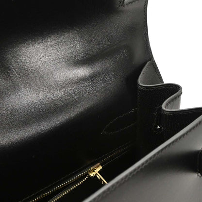 Hermes 1999 Black Box Calf Kelly 32 Sellier 2way Shoulder Handbag