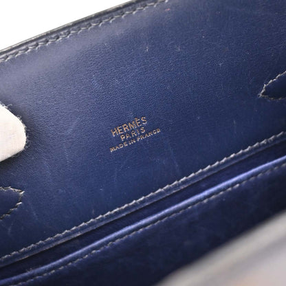 Hermes 1996 Blue Navy Box Calf Kelly Sport PM Shoulder Bag