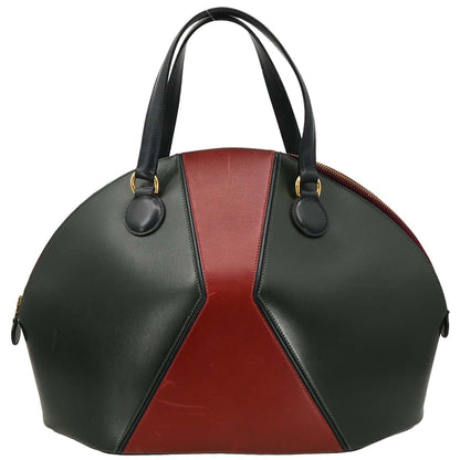 Hermes 1992 Vert Fonce Rouge H Box Calf Il de Veau Handbag