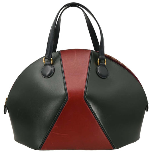 Hermes 1992 Vert Fonce Rouge H Box Calf Il de Veau Handbag