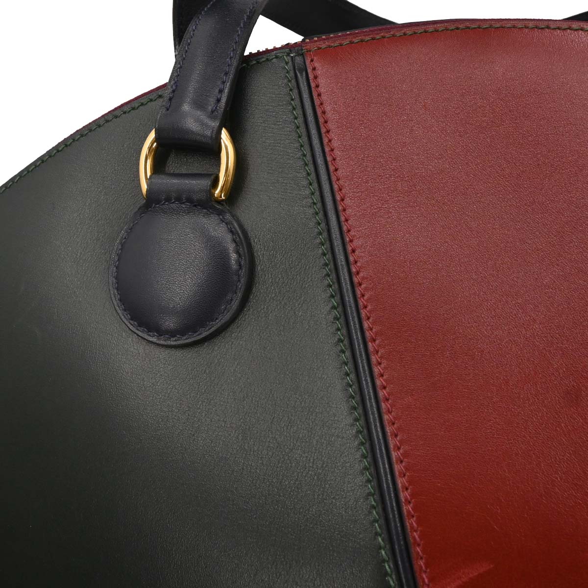 Hermes 1992 Vert Fonce Rouge H Box Calf Il de Veau Handbag
