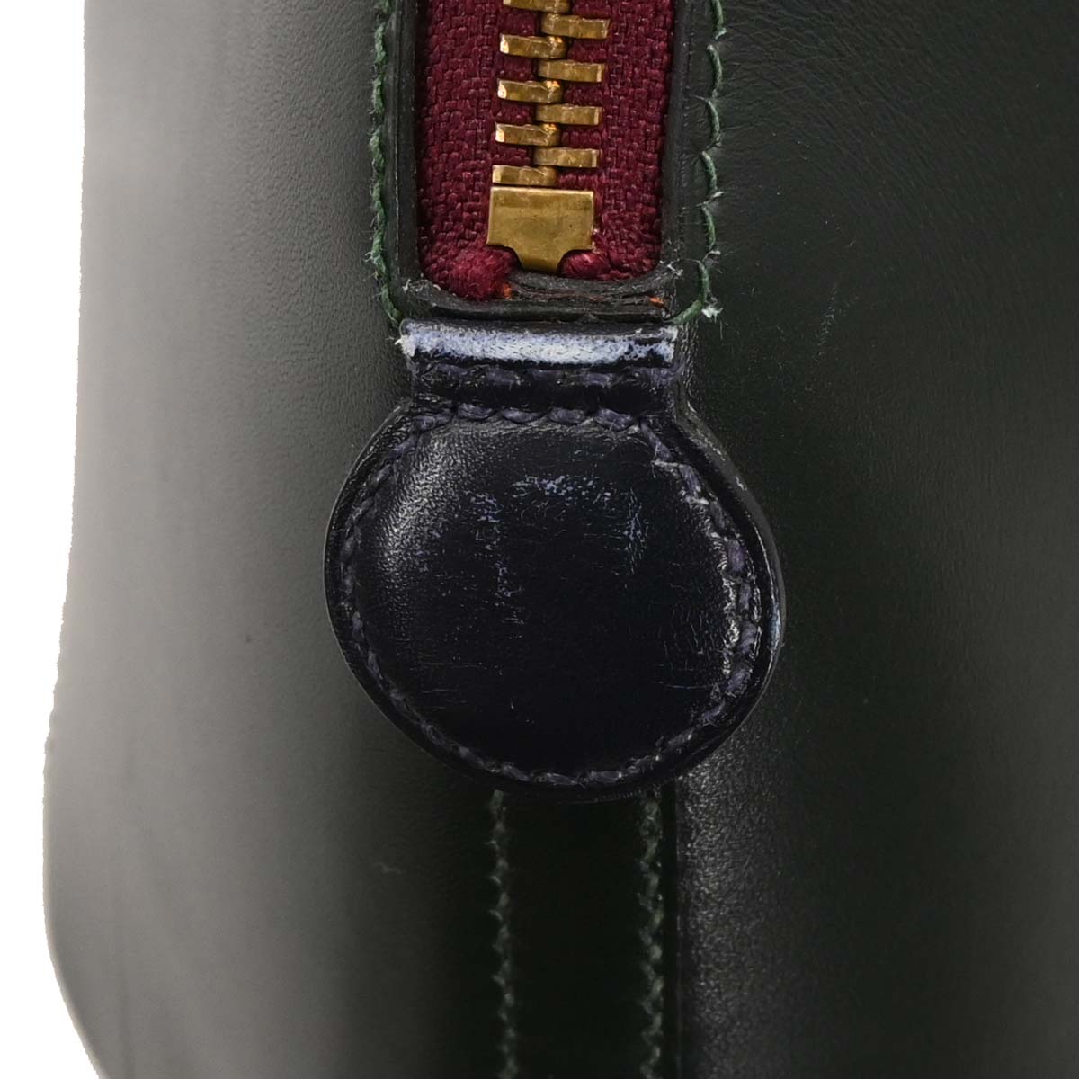 Hermes 1992 Vert Fonce Rouge H Box Calf Il de Veau Handbag
