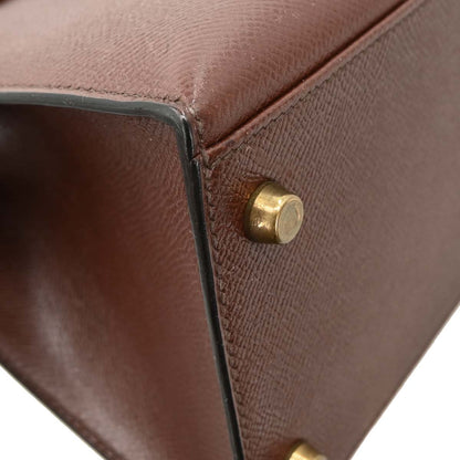 Hermes 1990 Havane Courchevel Kelly 28 Sellier Handbag