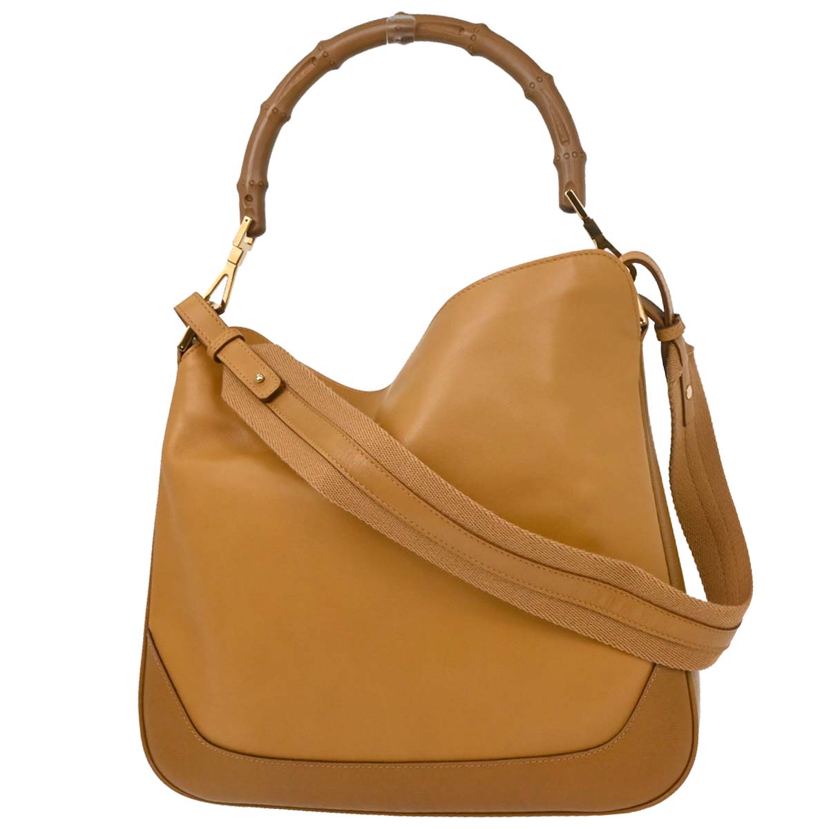 Gucci Brown Leather Bamboo 2way Shoulder Handbag