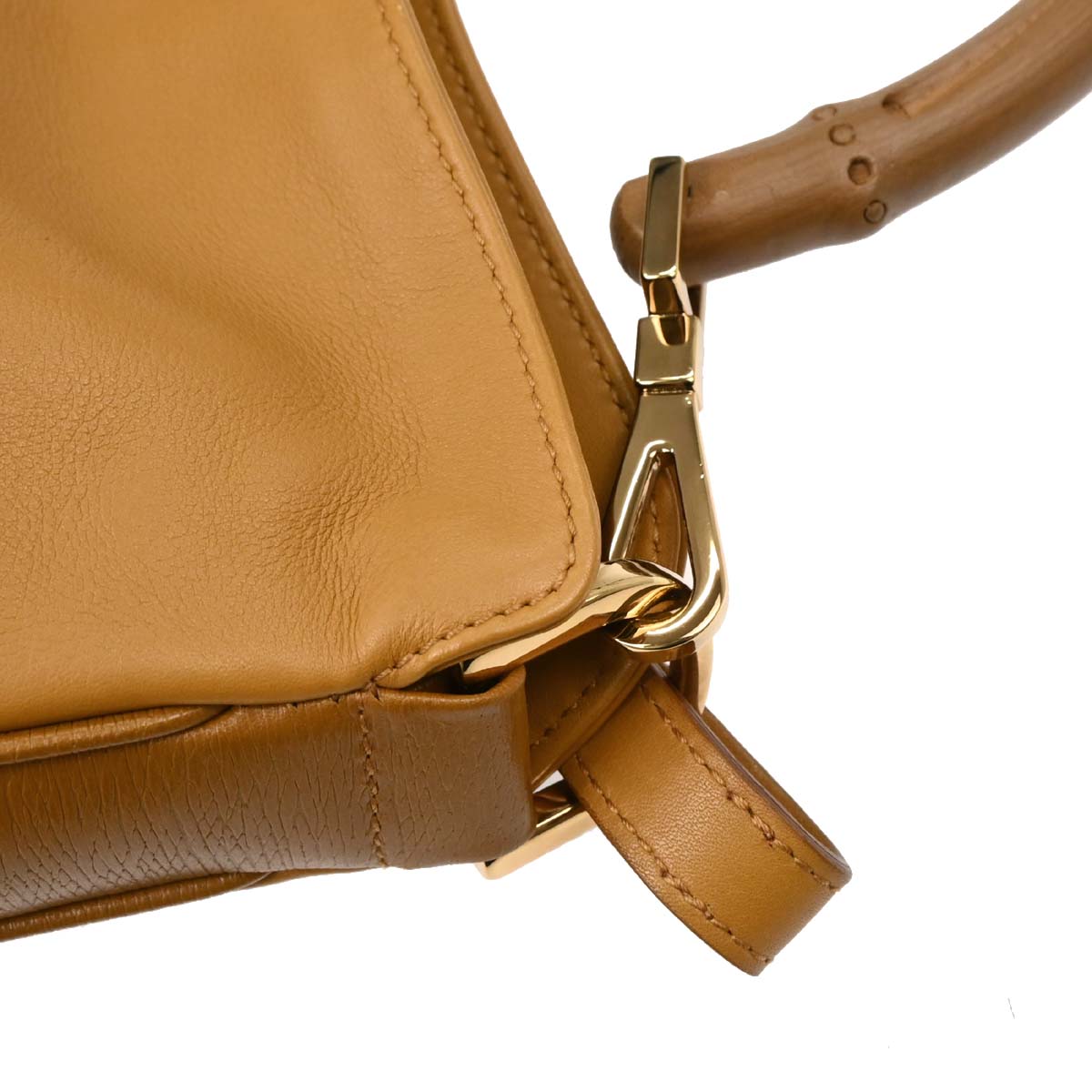Gucci Brown Leather Bamboo 2way Shoulder Handbag