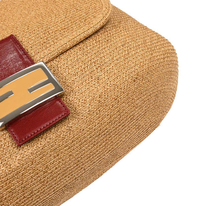 Fendi Beige Straw Mamma Baguette Handbag