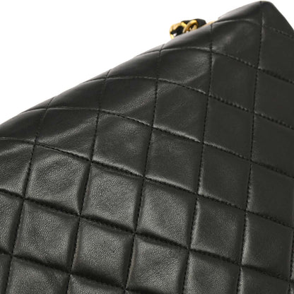 Chanel 1991-1994 Black Lambskin Classic Square Flap Shoulder Bag