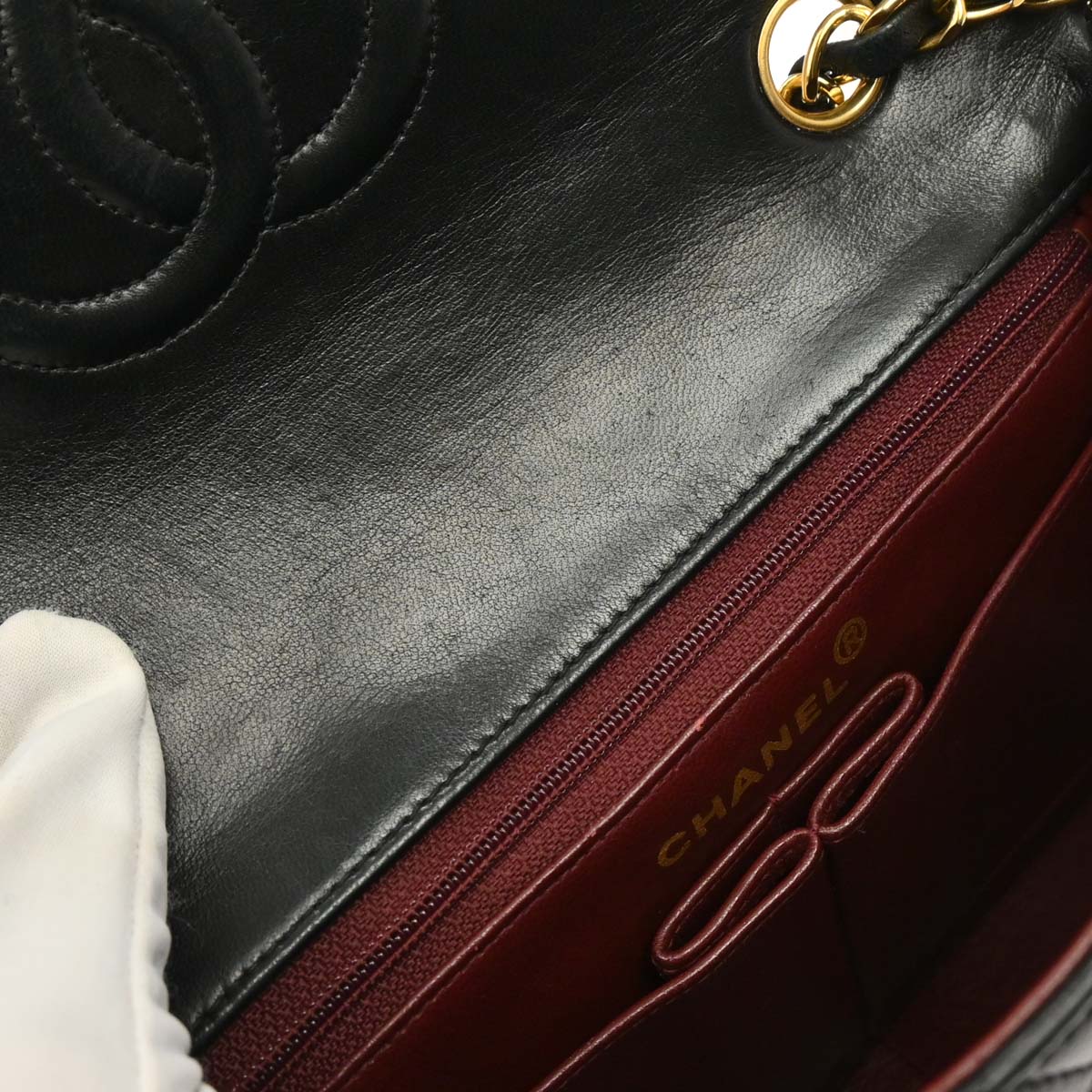 Chanel 1991-1994 Black Lambskin Classic Square Flap Shoulder Bag