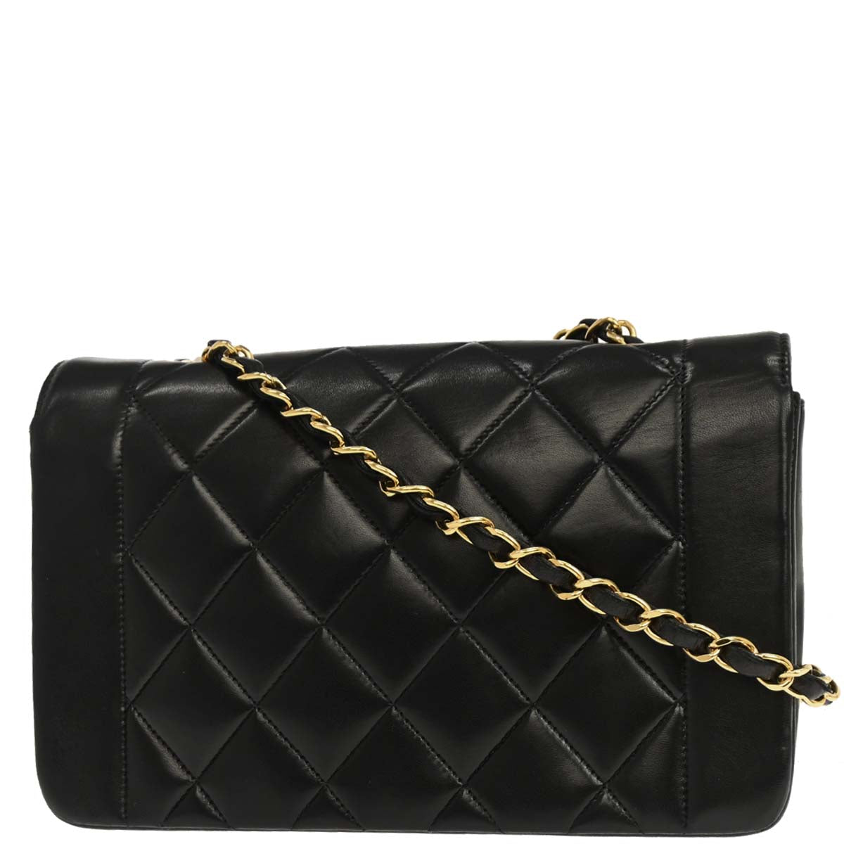 Chanel 1991-1994 Black Lambskin Small Diana Shoulder Bag