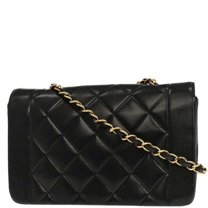 Chanel 1991-1994 Black Lambskin Small Diana Shoulder Bag