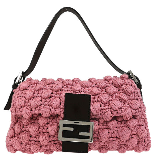 Fendi Pink Wool Baguette Handbag