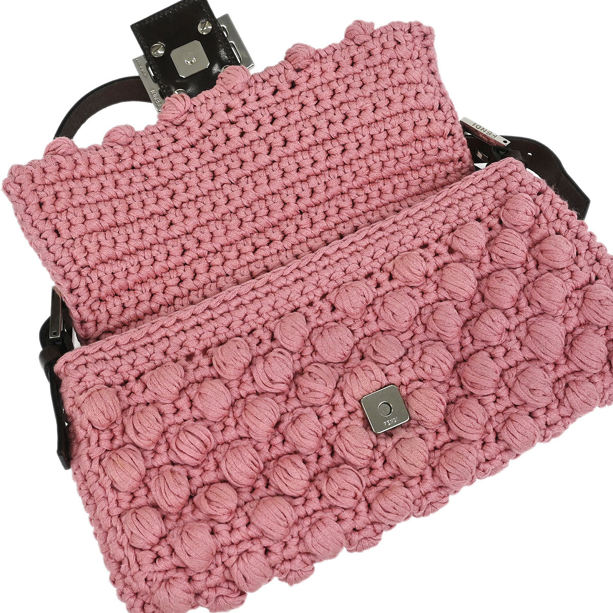 Fendi Pink Wool Baguette Handbag