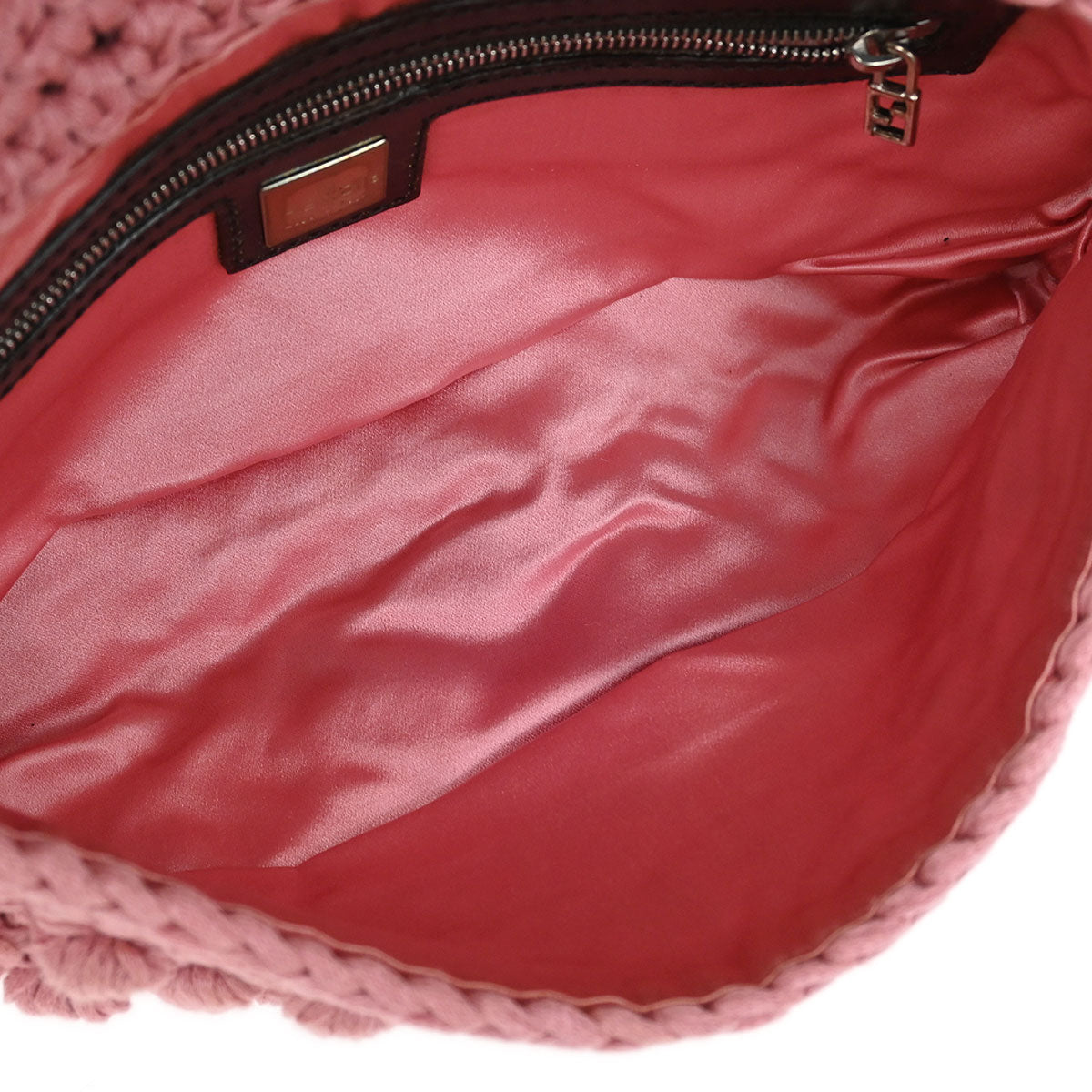 Fendi Pink Wool Baguette Handbag