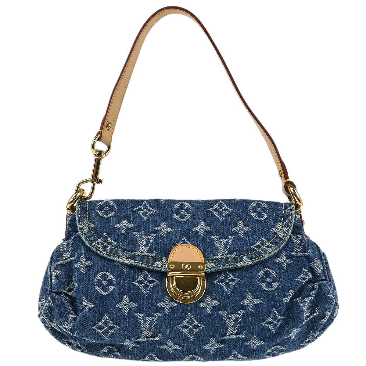 Louis Vuitton 2005 Blue Monogram Denim Mini Pleaty Handbag M95050