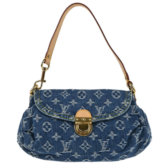 Louis Vuitton 2005 Blue Monogram Denim Mini Pleaty Handbag M95050