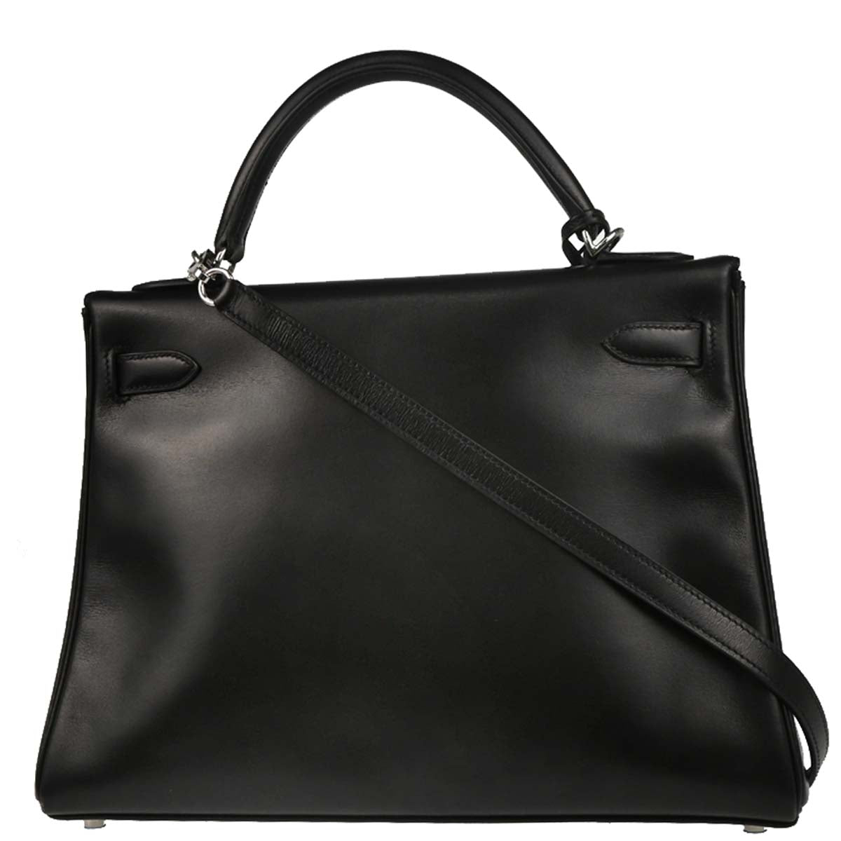 Hermes 2007 Black Box Calf Kelly 32 Retourne 2way Shoulder Handbag