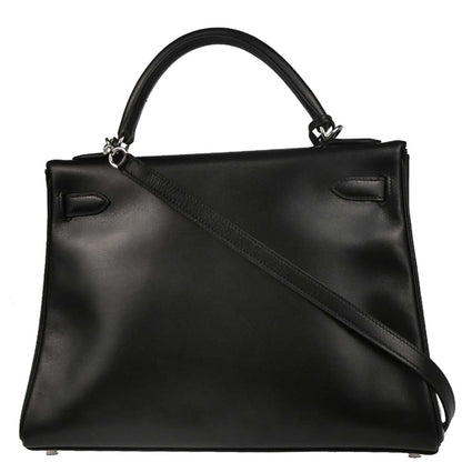 Hermes 2007 Black Box Calf Kelly 32 Retourne 2way Shoulder Handbag