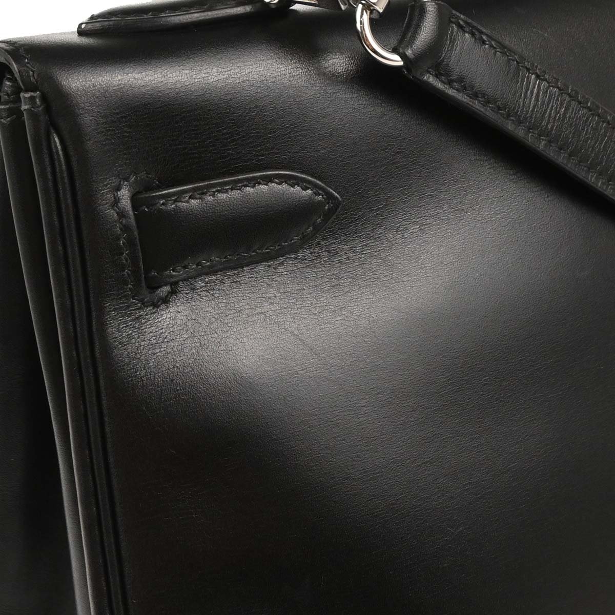 Hermes 2007 Black Box Calf Kelly 32 Retourne 2way Shoulder Handbag