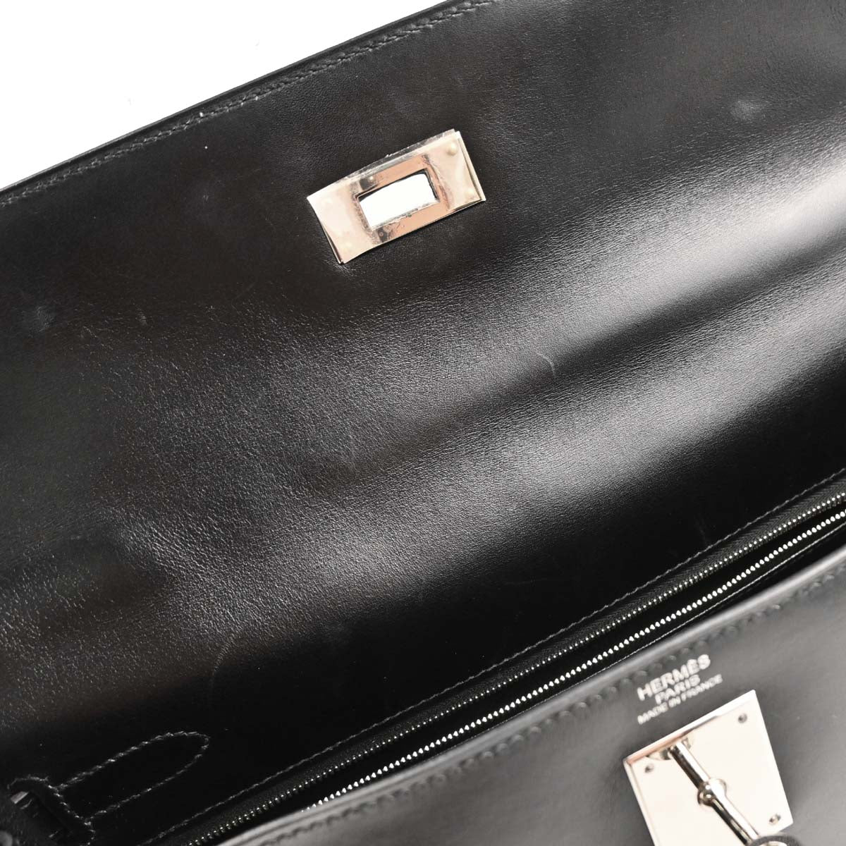 Hermes 2007 Black Box Calf Kelly 32 Retourne 2way Shoulder Handbag