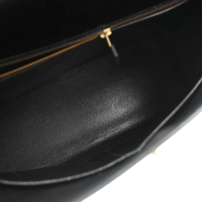 Hermes 1985 Black Box Calf Kelly 35 Retourne Handbag