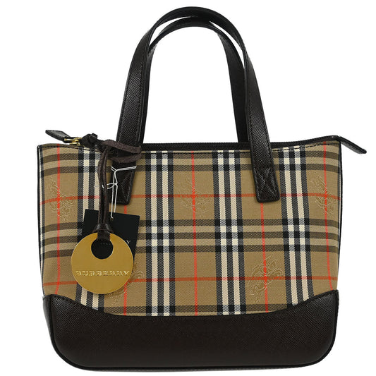Burberry Beige Canvas House Check Tote Handbag